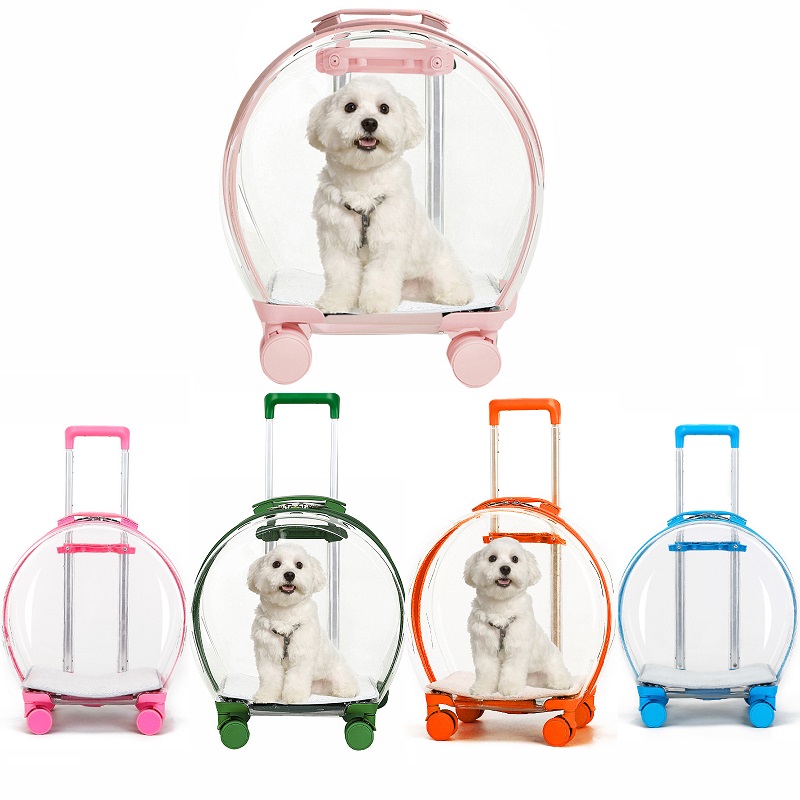 Cat Dog Transparent Window Suitcase Acrylic Travel Outdoor Bag Space Capsule Pet Backpack Trolley Case Hand Push Dual-use Travel · v2